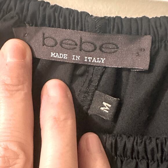 BEBE Made in Italy Ruffle Off the Shoulder Button Front Top, size M - Picture 2 of 7